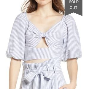 Leith tie bow front cut out crop top